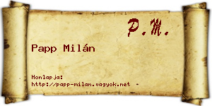 Papp Milán névjegykártya